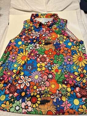 Acegolfs Women's Sleeveless Floral Print Performance Polo Shirt